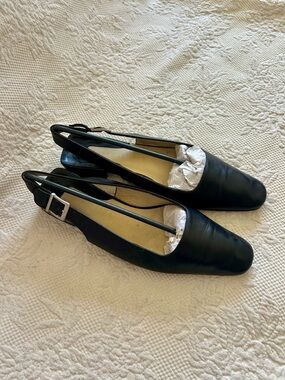 Ralph Lauren Black Leather Slingback Flats